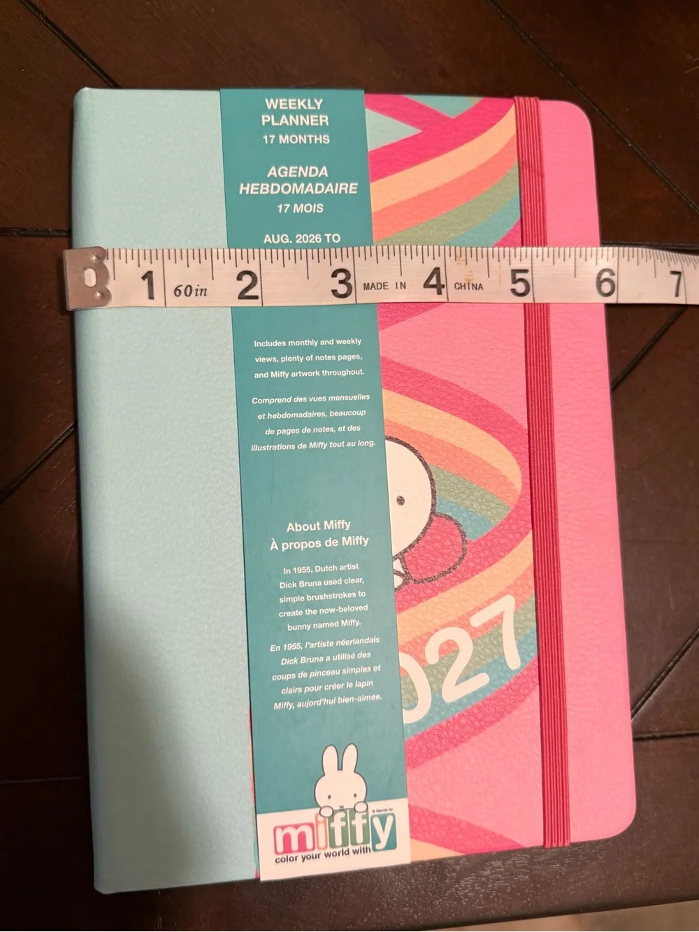 miffy Rainbow Stripes 17-Month Planner in Pink, Teal & Coral:Aug 2026-Dec 2027